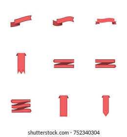 Red ribbon vector collection set