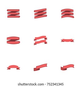 Red ribbon vector collection set
