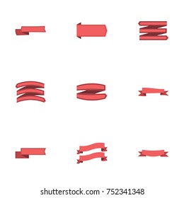 Red ribbon vector collection set