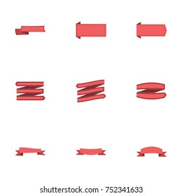 Red ribbon vector collection set