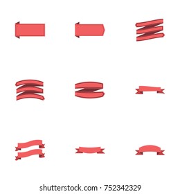 Red ribbon vector collection set