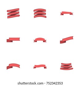 Red ribbon vector collection set