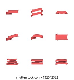 Red ribbon vector collection set