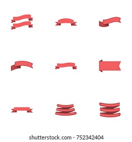Red ribbon vector collection set