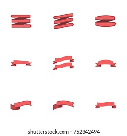 Red ribbon vector collection set