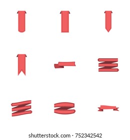 Red ribbon vector collection set