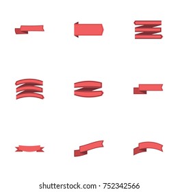 Red ribbon vector collection set