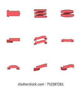 Red ribbon vector collection set
