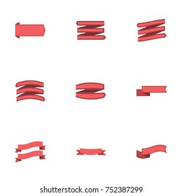 Red ribbon vector collection set