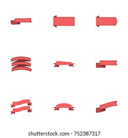 Red ribbon vector collection set