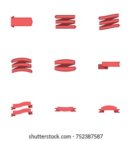 Red ribbon vector collection set