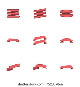Red ribbon vector collection set