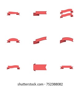Red ribbon vector collection set