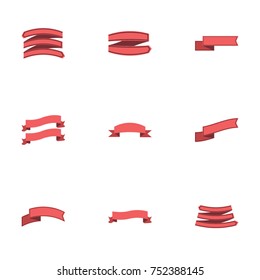 Red ribbon vector collection set