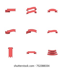 Red ribbon vector collection set