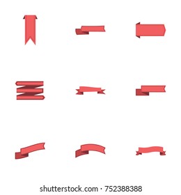 Red ribbon vector collection set