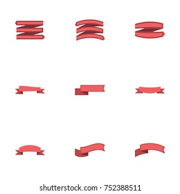 Red ribbon vector collection set