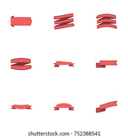 Red ribbon vector collection set