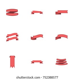 Red ribbon vector collection set