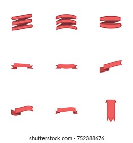 Red ribbon vector collection set