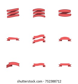 Red ribbon vector collection set