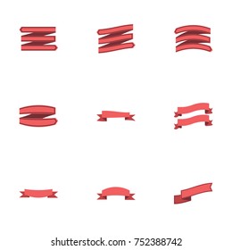 Red ribbon vector collection set