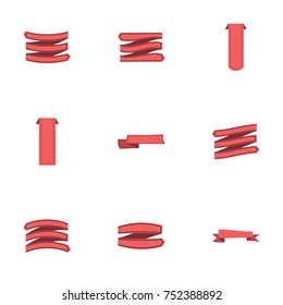 Red ribbon vector collection set