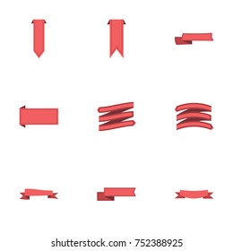 Red ribbon vector collection set