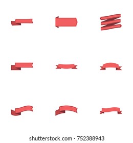 Red ribbon vector collection set