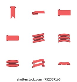 Red ribbon vector collection set