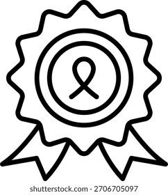 Red ribbon vector design in modern style, AIDS awareness and solidarity symbol concept, world AIDS day illustration. Line Icon