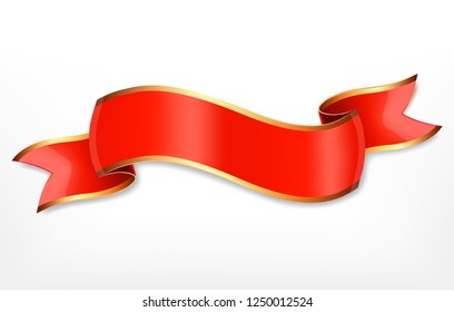 Red ribbon. Vector icon. ESP10