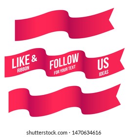 red ribbon vector set for text ideas