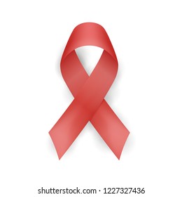 Red ribbon vector. World AIDS day. Realistic red ribbon isolated. Vector illustration.