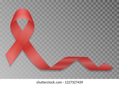Red ribbon vector. World AIDS day. Realistic red ribbon isolated. Vector illustration.