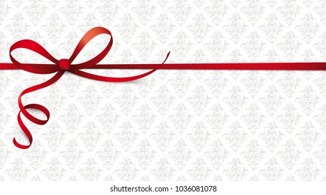 Red ribbon wallpaper with ornaments. Eps 10 vector file.