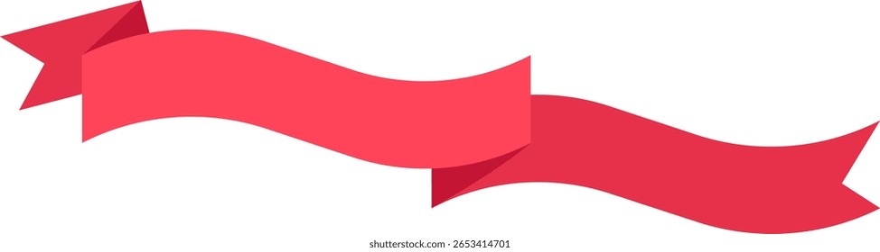 Red ribbon waving gracefully against a clean white background, offering ample copy space for personalized text or design elements, perfect for festive celebrations and announcements