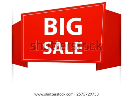 Red ribbon waving prominently, featuring bold Big Sale text, promoting significant discounts on various products and services, enhancing marketing strategies for businesses and retail environments
