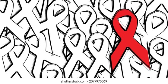 Red ribbon week is an alcohol, tobacco, and other drug and violence prevention awareness campaign observed annually in October in the United States. Vector. World aids day, december. Stop hiv.