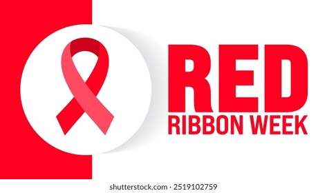 O plano de fundo ou modelo de design de banner Red Ribbon Week é observado todos os anos em outubro. Conceito de férias. Modelo para cartão, cartaz, cartaz, modelo. eps 10