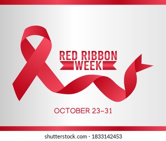 Red Ribbon Week Vector Illustration. Suitable for greeting card, poster and banner.