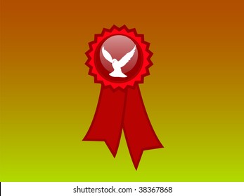 red ribbon with white pigeon peace symbol vector