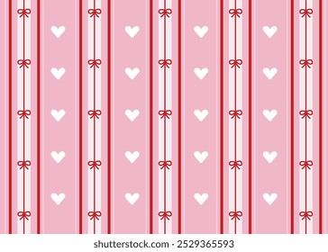 Red ribbon white Pink Pastel Cut Guardian Background Cute heart pattern in style of picnic. scottish tartan gingham plaid graphic texture for fabric, wrapping paper, package, banner, card