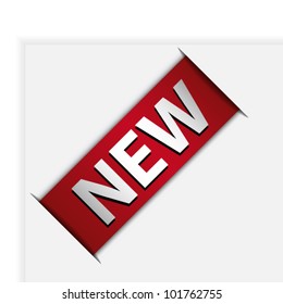 Red ribbon with word new in corner of page