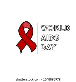 red ribbon. world aids day 1st december. aids awarness icon design for banner, poster, t-shirt. vector illustration on white background.