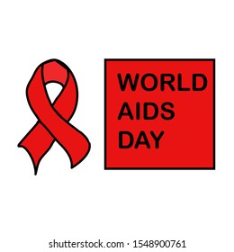 red ribbon. world aids day 1st december. aids awarness icon design for banner, poster, t-shirt. vector illustration on white background.