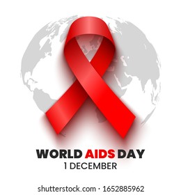 Red ribbon. World AIDS day poster. Vector illustration.