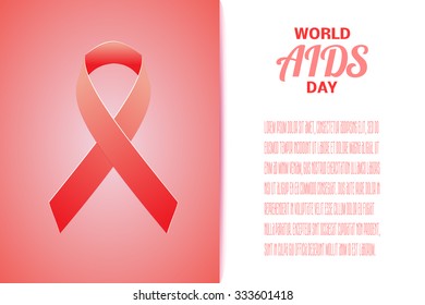 Red ribbon. World AIDS Day template on red background. Ready template (easy to edit). Vector illustration 10 EPS