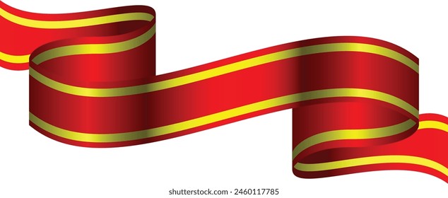 Red Ribbon With Yellow Lines