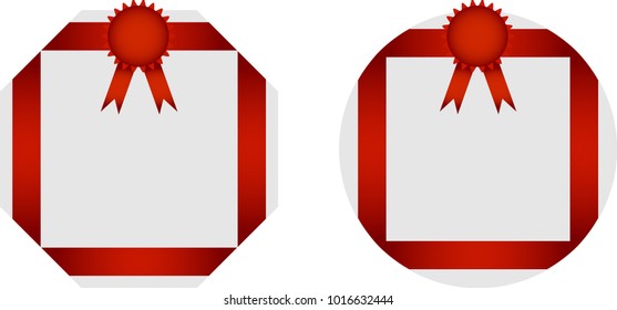 Red Ribbons with Red Badges for different gift boxes celebration design